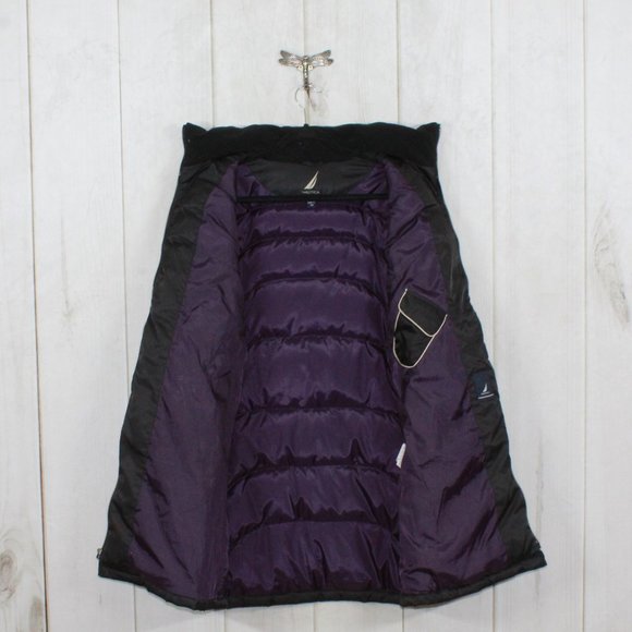 Nautica Black Quilted Insulated Removable Faux Fur Down Puffer Jacket Size M - Picture 6 of 13